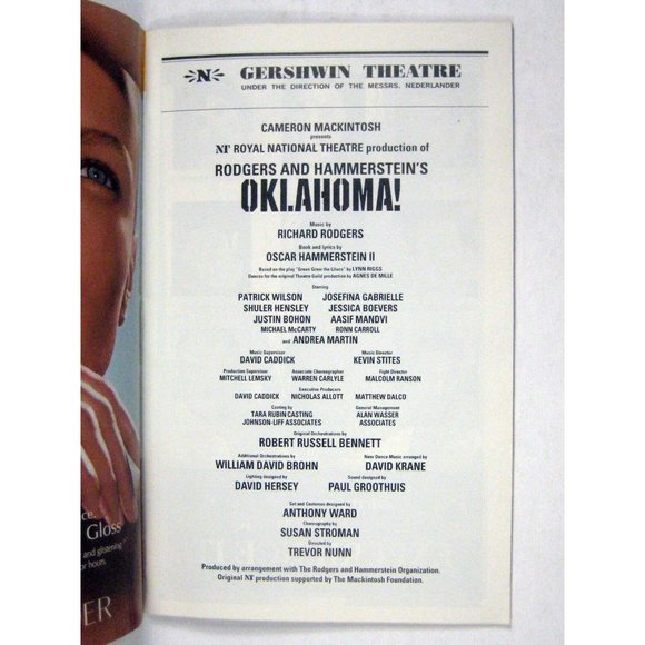 Oklahoma Playbill June 2002 Gershwin Theatre Patrick Wilson Andrea Martin - Picture 4 of 8